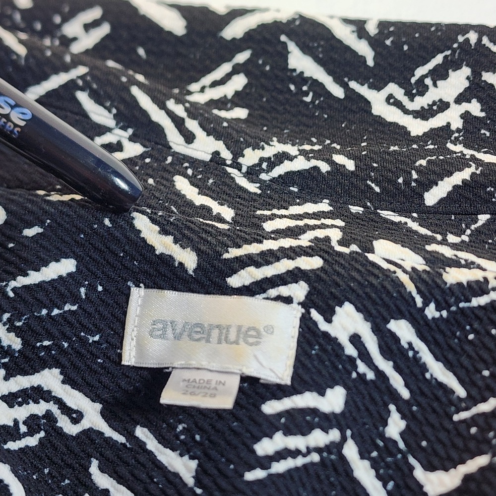 Y2K Avenue Black Print Blazer Jacket Plus 26 28 Office Resortwear Stretch Travel - Picture 8 of 14